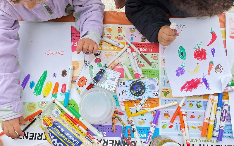 kids' rainbow food drawings